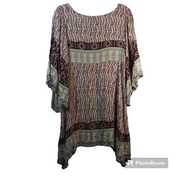 Fashion Fuse Nuetral Boho Extra Wide Sleeves Asymmetrical Dress Size M - Picture 2 of 8